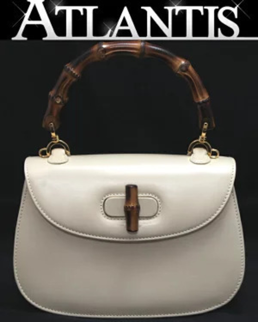 Gucci Bamboo Handbag Leather Off White